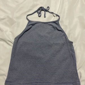 Cropped striped halter top